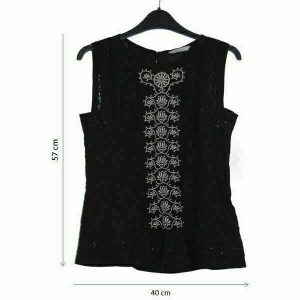 H&M Chemise sans manches avec broderies - Coloris Noir