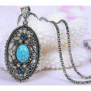 Turquoise-Plated Pendant with Chain