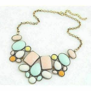 Multicolor Necklace with Gold Chain
