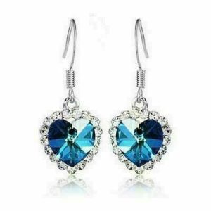 White gold-plated Heart of the Sea earrings (5 colors available)