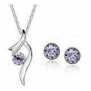 White gold-plated set: Pendant + Earrings