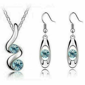 White gold-plated set: Pendant + Earrings (2 colors available)