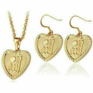 Allah Gold-Plated Pendant + Earrings Set Earrings